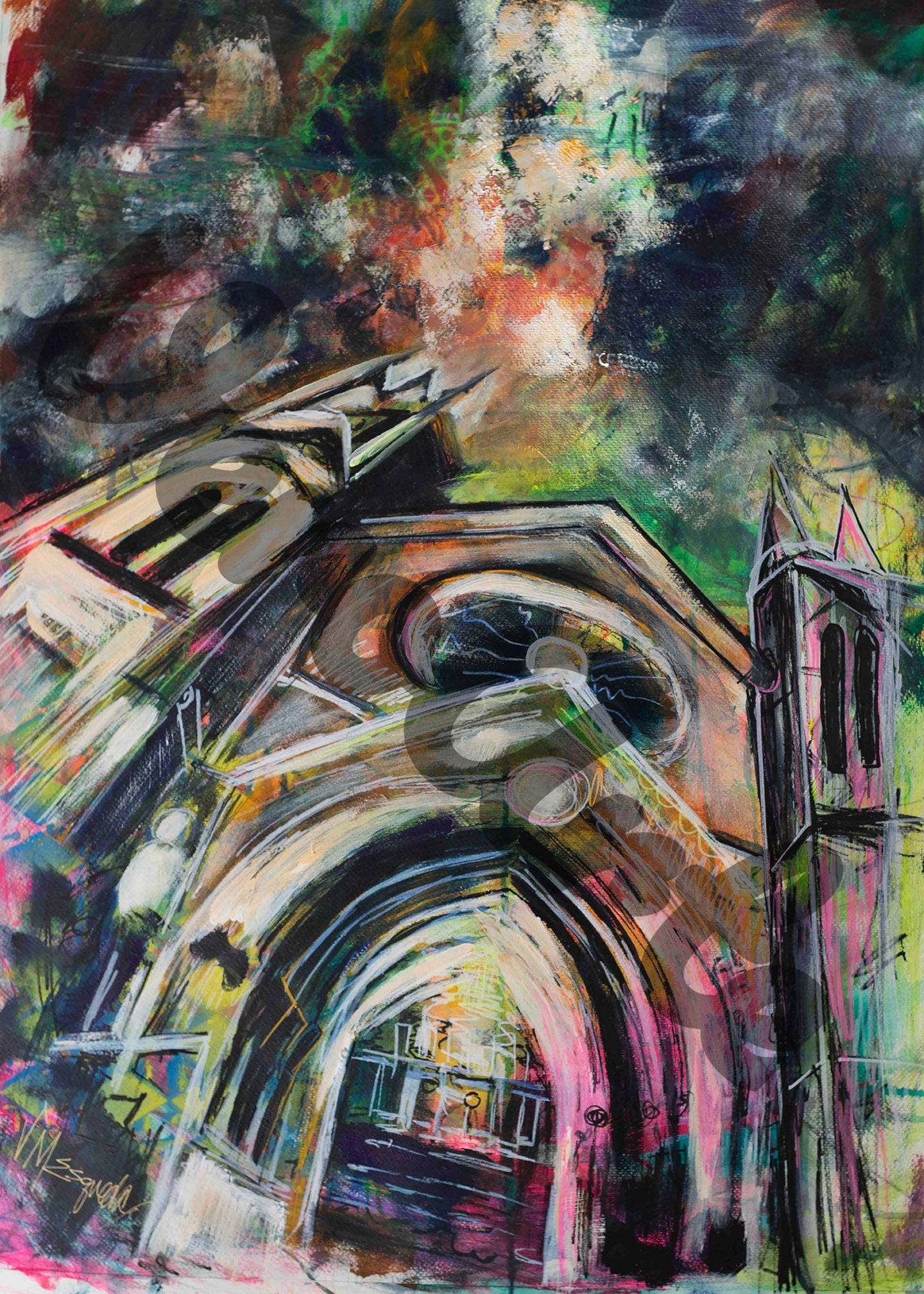 Electric Ecclesia 22" x 30" original