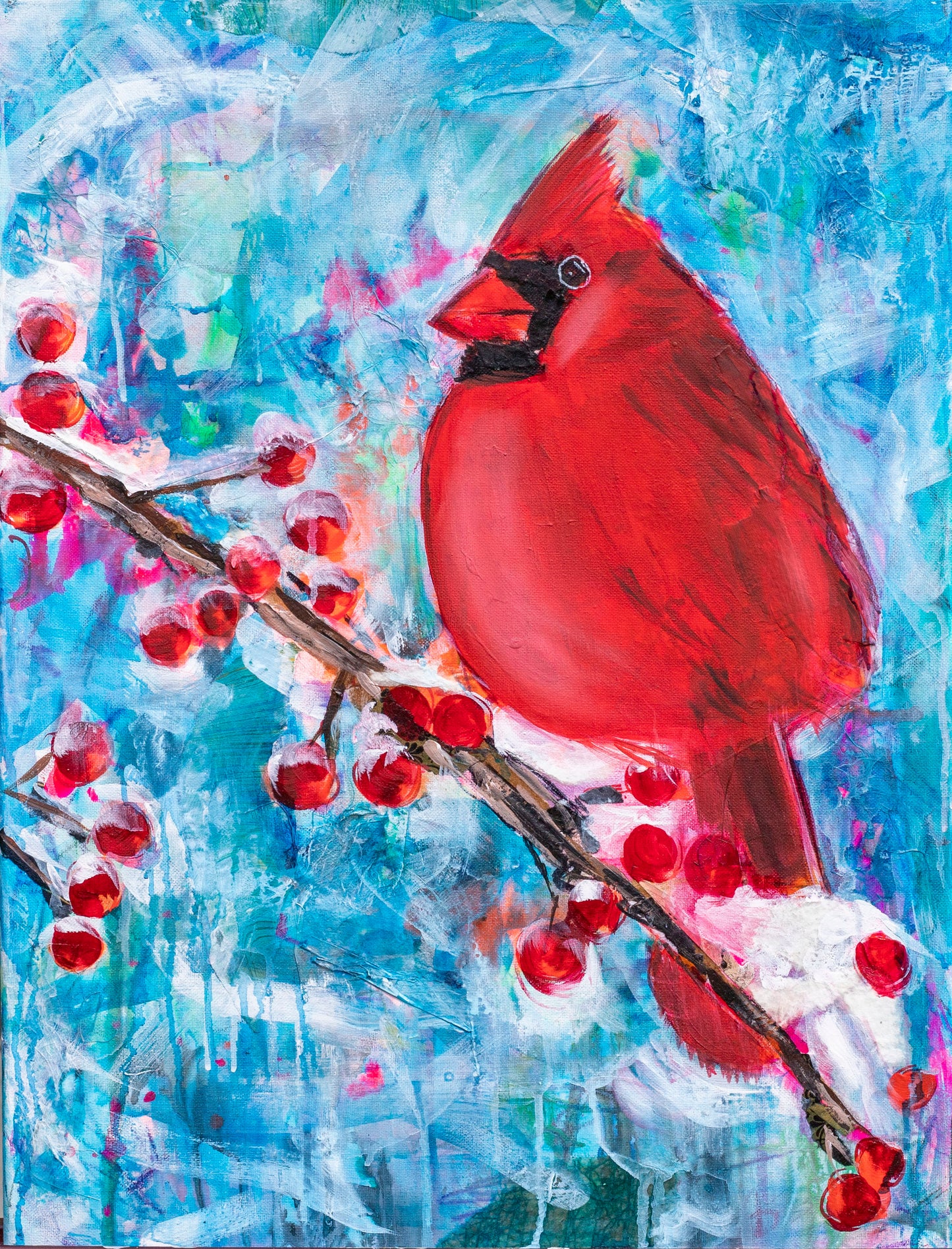 Christmas Cardinal 18" x 24" original